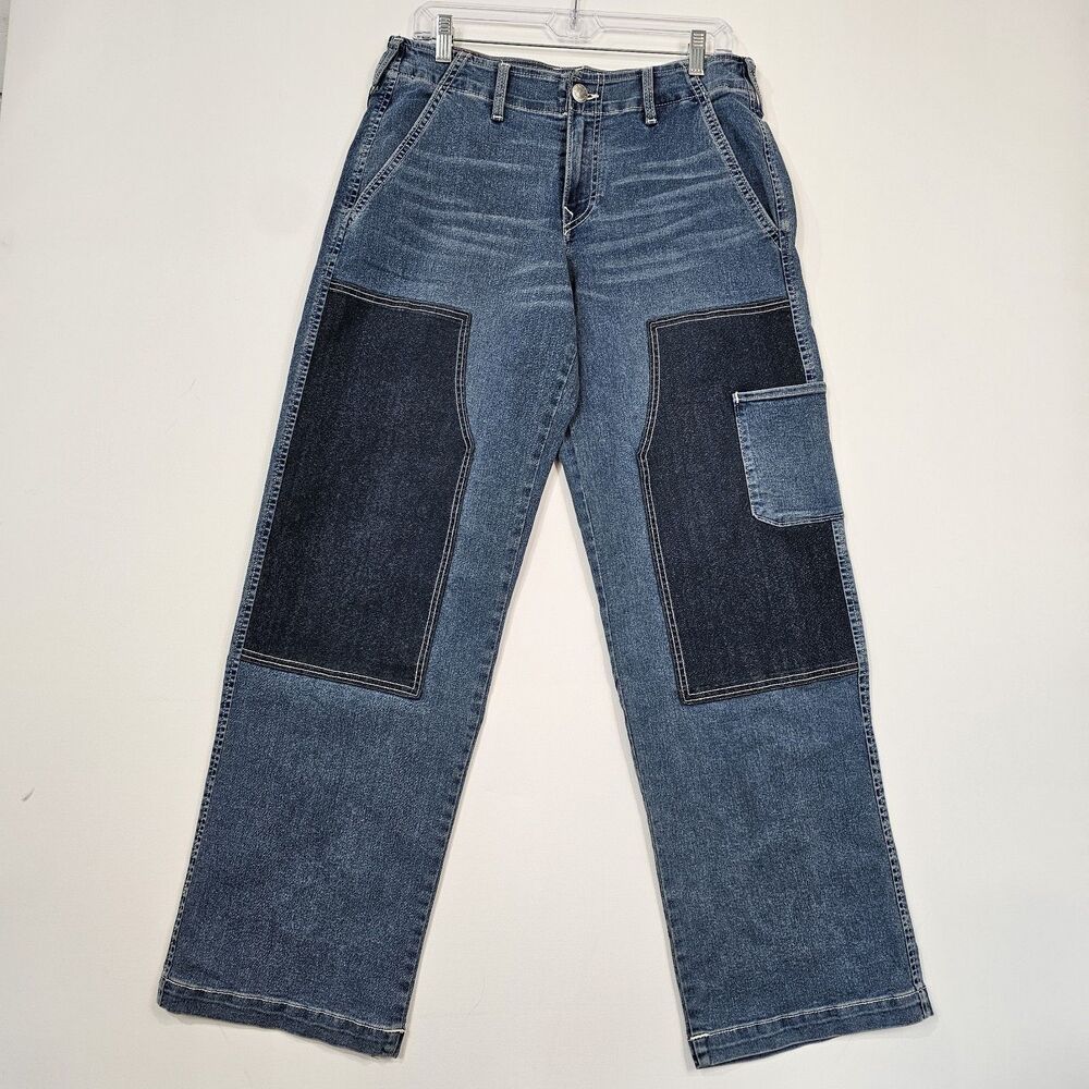 True Religion Reverse Denim Carpenter Jeans 27 NWT Wide Leg Light Wash Y2K $184